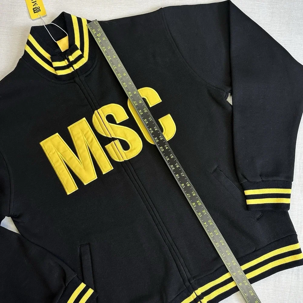 NWT MSC Cruise Ship Logo Jacket Men XL Black Yellow Varsity Full Zip Fleece Bee